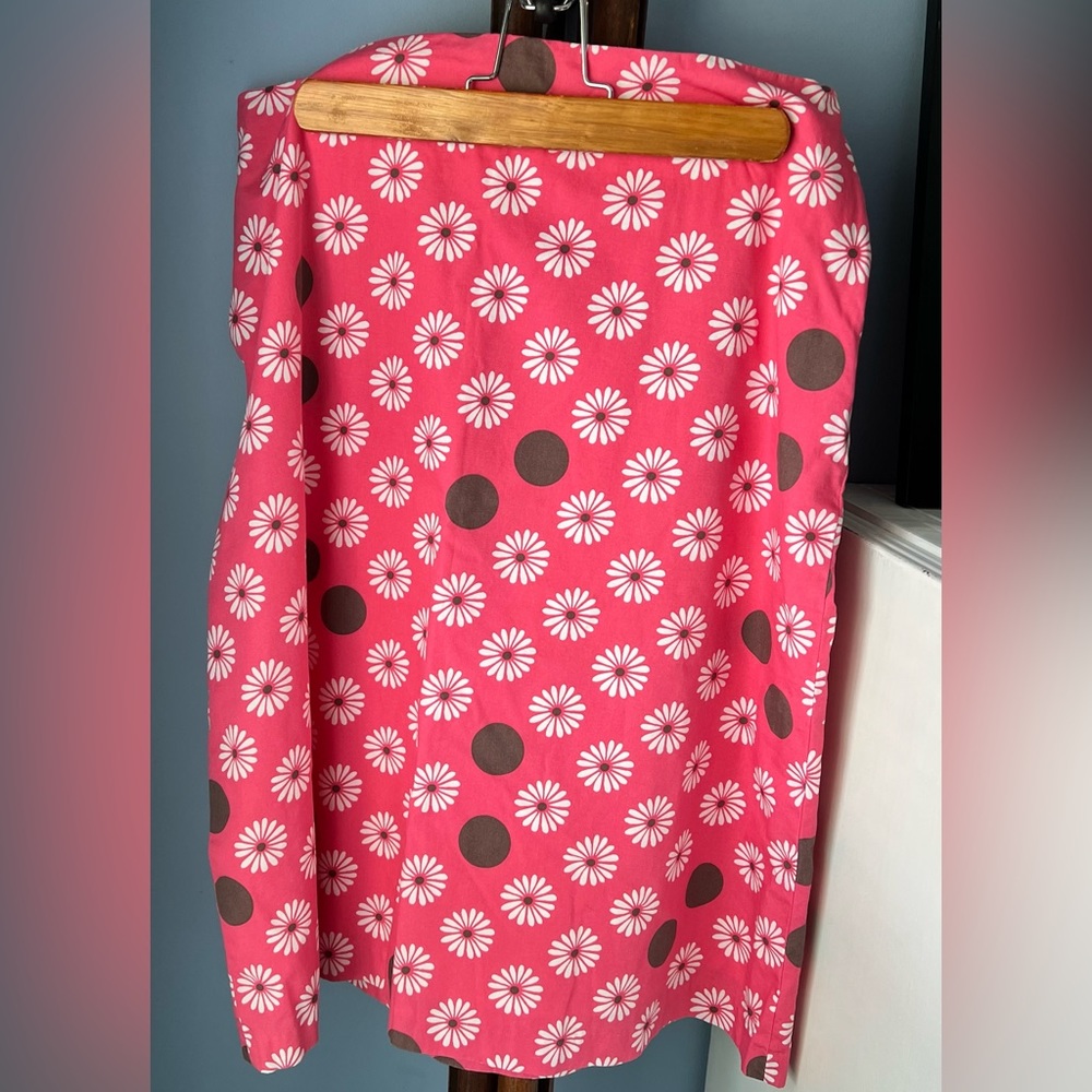 BODEN Cotton A Line Skirt Pink & Brown Daisy Dot Skirt 14 R